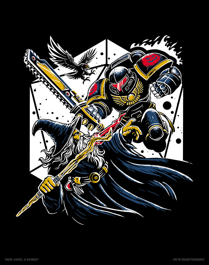 MECH, MIGHT, & MAYHEM! (No Text) – Quest Con Orlando 2024 | Print (11" x 14")