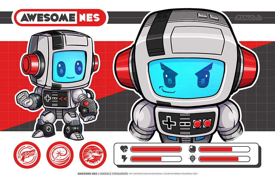 AWESOME NES (Character Sheet) – Console Crusaders | Print (11" x 17")