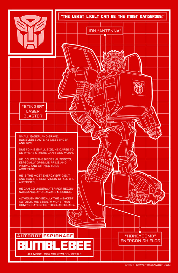 BUMBLEBEE (Blueprint) – Transformers | Print (11" x 17")