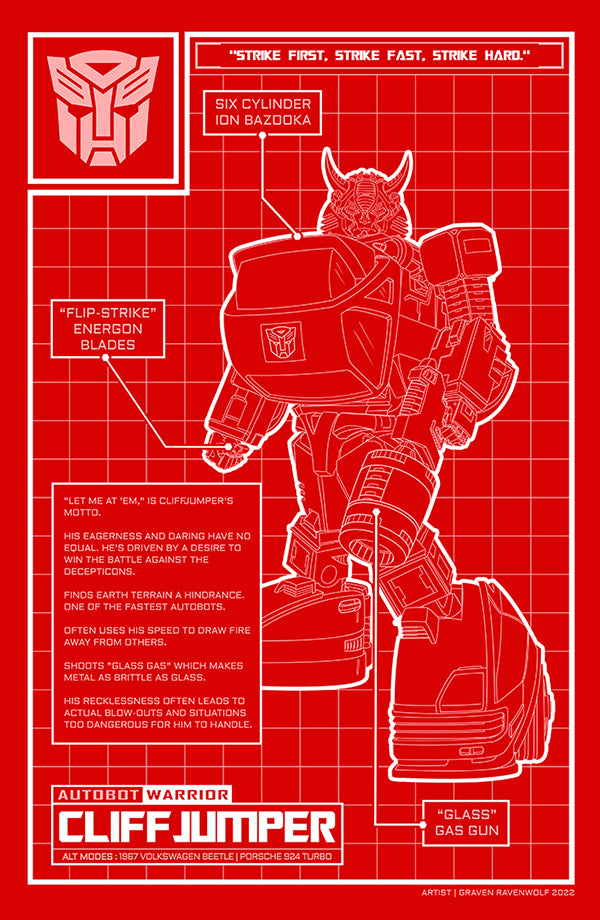 CLIFFJUMPER (Blueprint) – Transformers | Print (11" x 17")