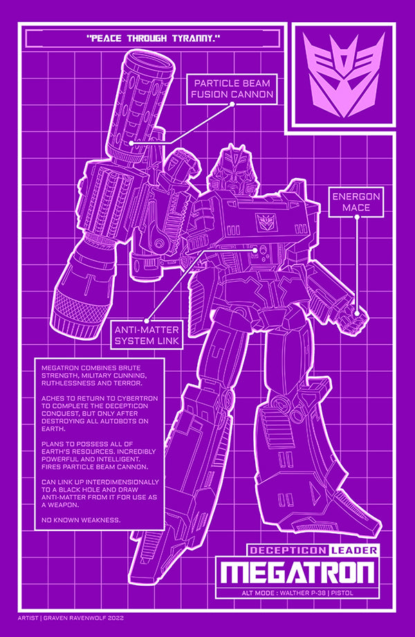 MEGATRON (Blueprint) – Transformers | Print (11" x 17")