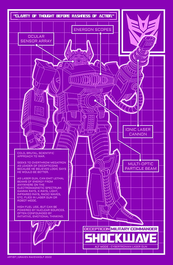 SHOCKWAVE (Blueprint) – Transformers | Print (11" x 17")