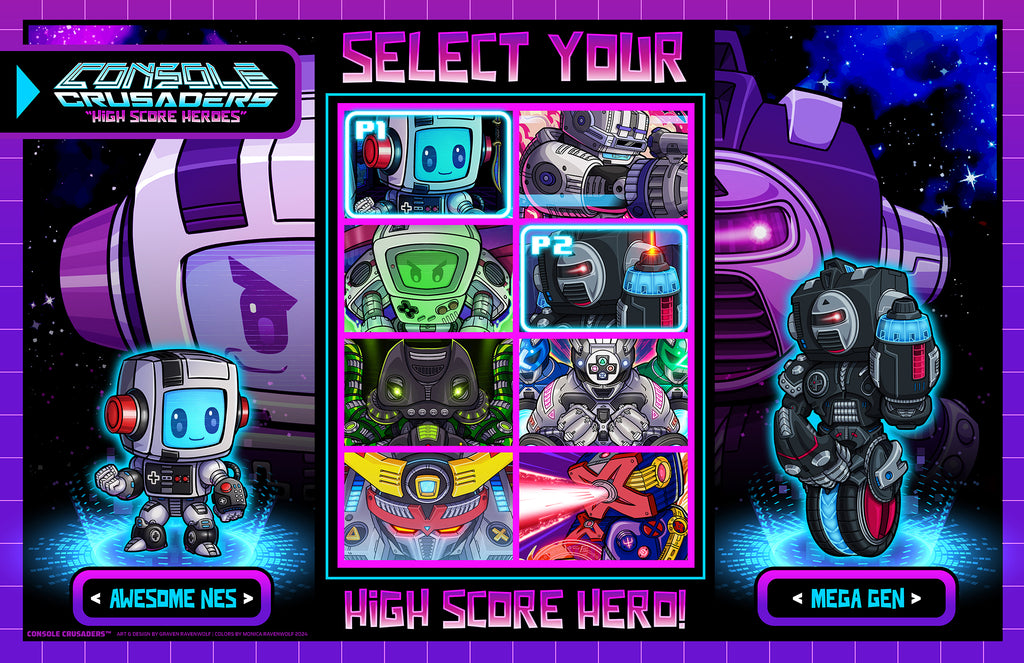 "HIGH SCORE HEROES" – Console Crusaders | Print (11" x 17")