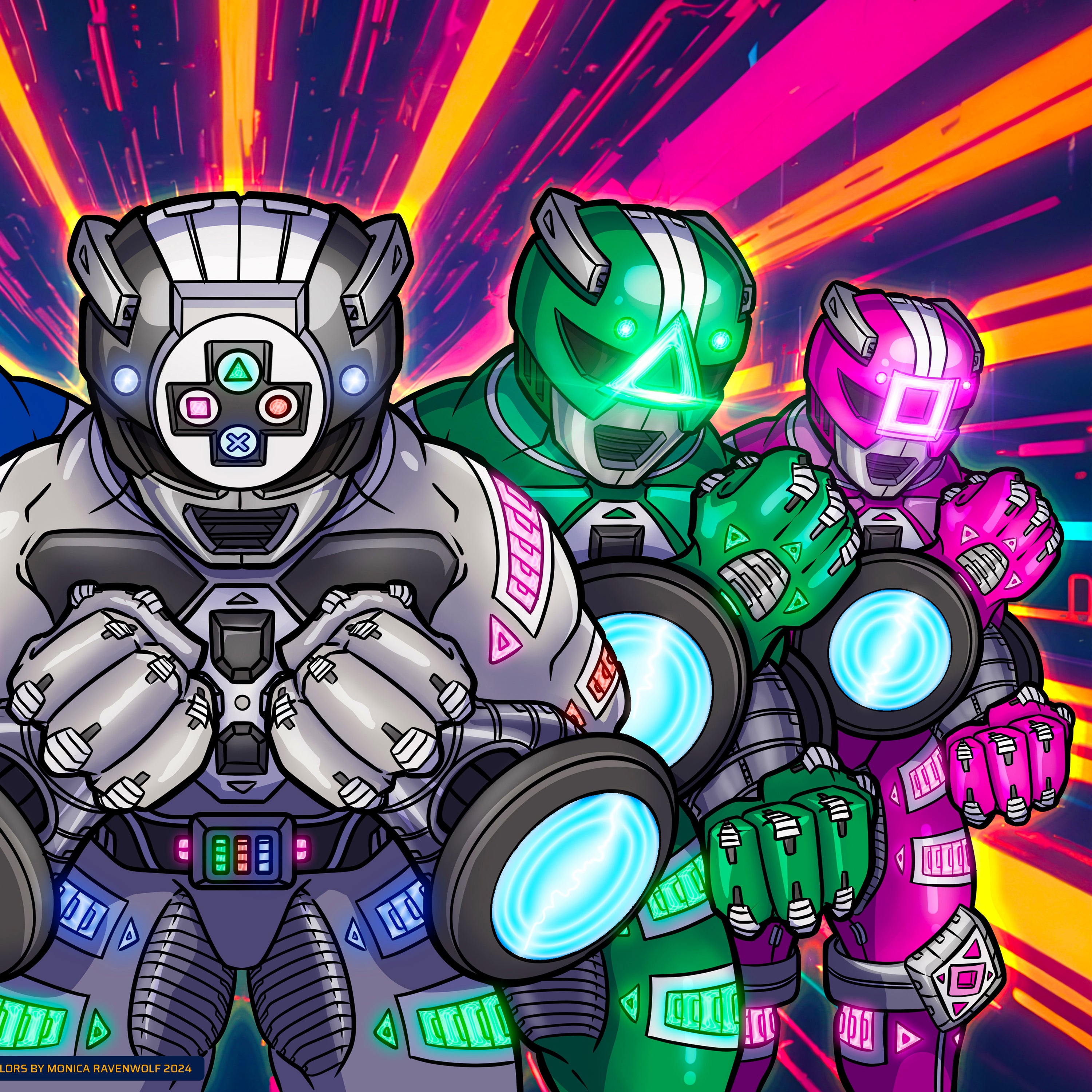 DYNAMIC DUALSHOCK RUMBLE RANGERS – Console Crusaders | Print (11" x 17")