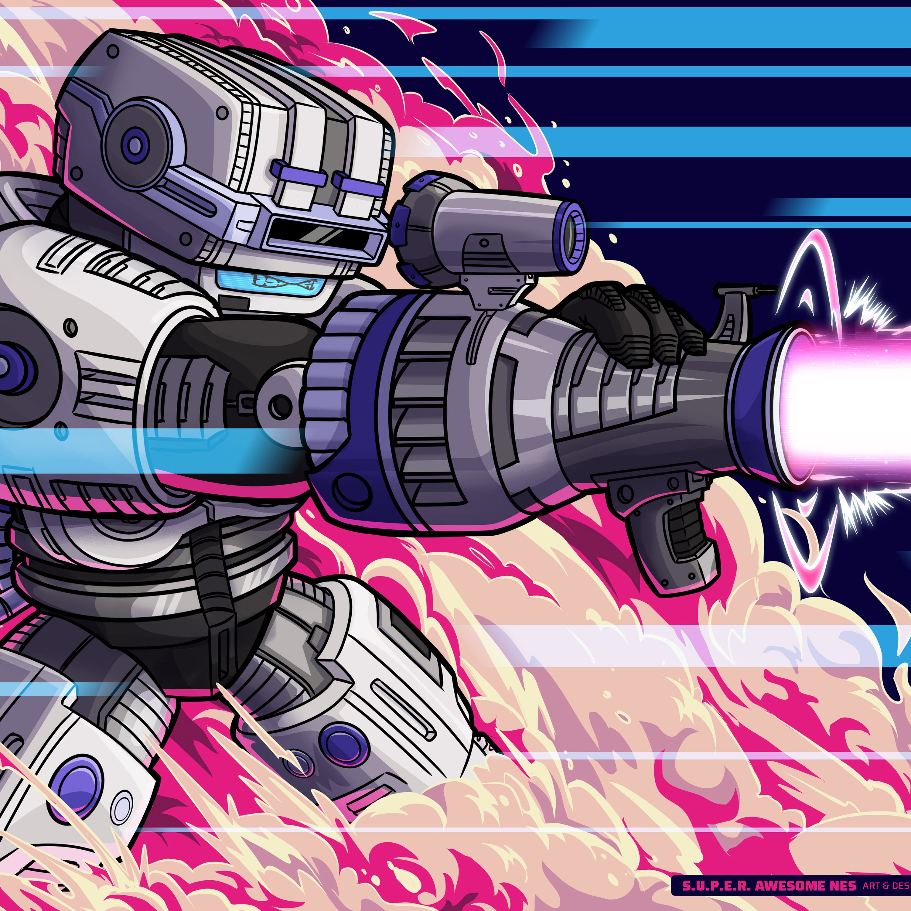 S.U.P.E.R. AWESOME NES (Full Blast) – Console Crusaders | Print (11" x 17")