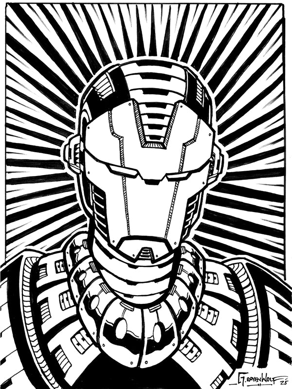 FNP SERIES (Iron Man) | Original Art (6" X 8) + FREE PRINT (11" x 17")